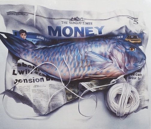 Sandra Lawrence, colour print, 'How long is a piece of string...?', signed in pencil, limited edition 14/15, 39 x 44cm. Condition - fair